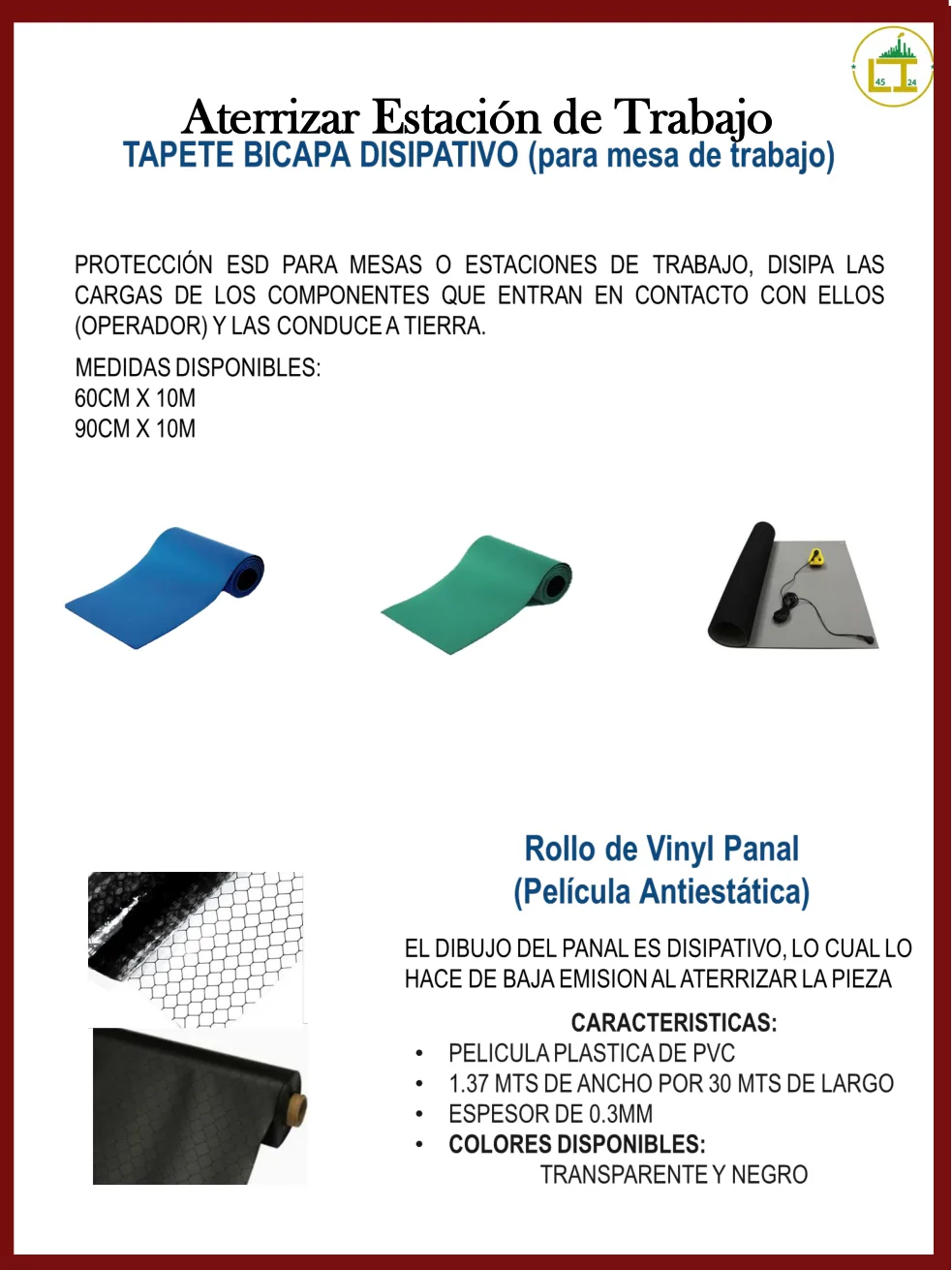 Página 12 del catálogo donde aparece Rollo de vinil panal antiestático