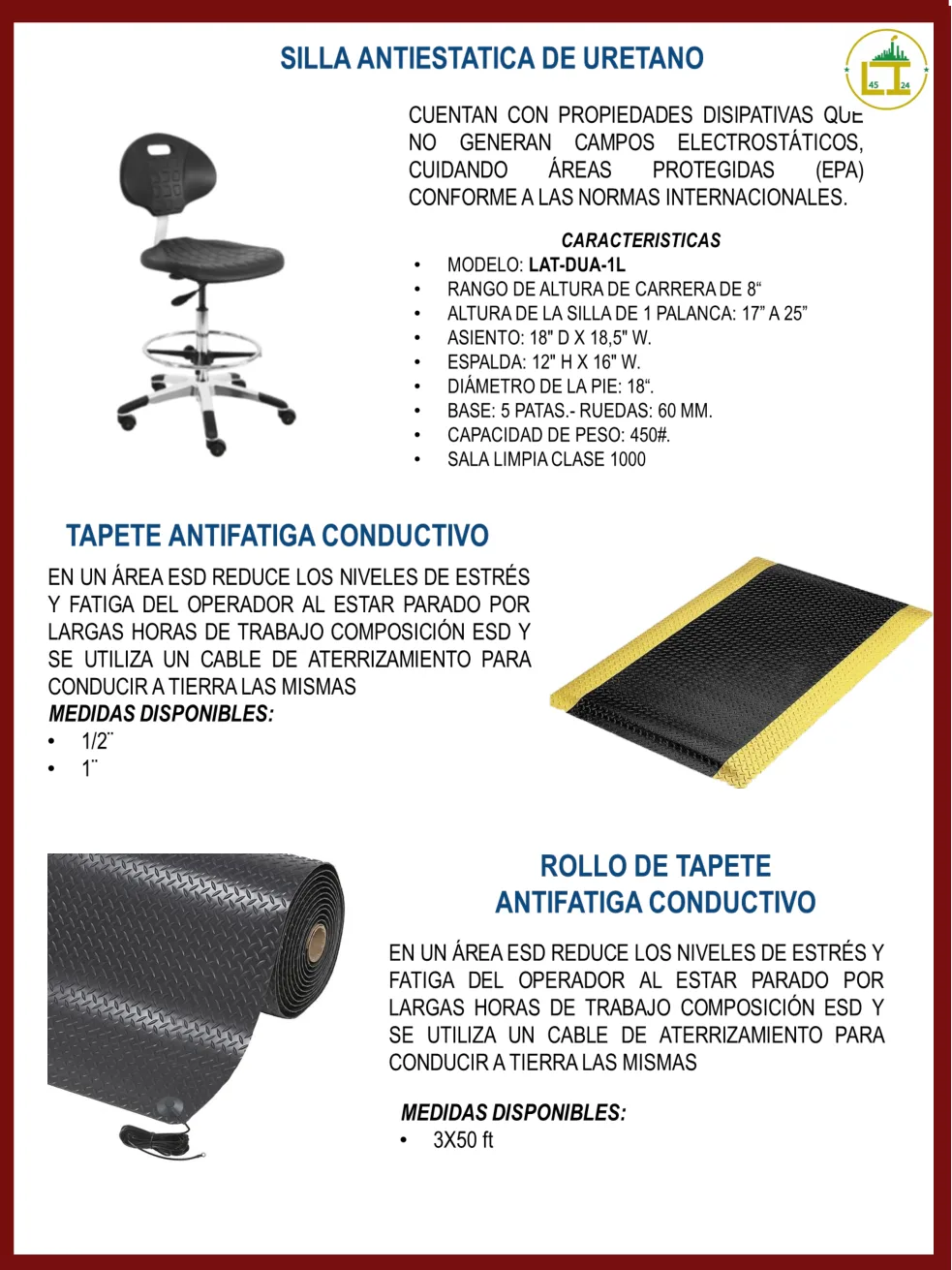Página 15 del catálogo donde aparece Tapete antifatiga conductivo