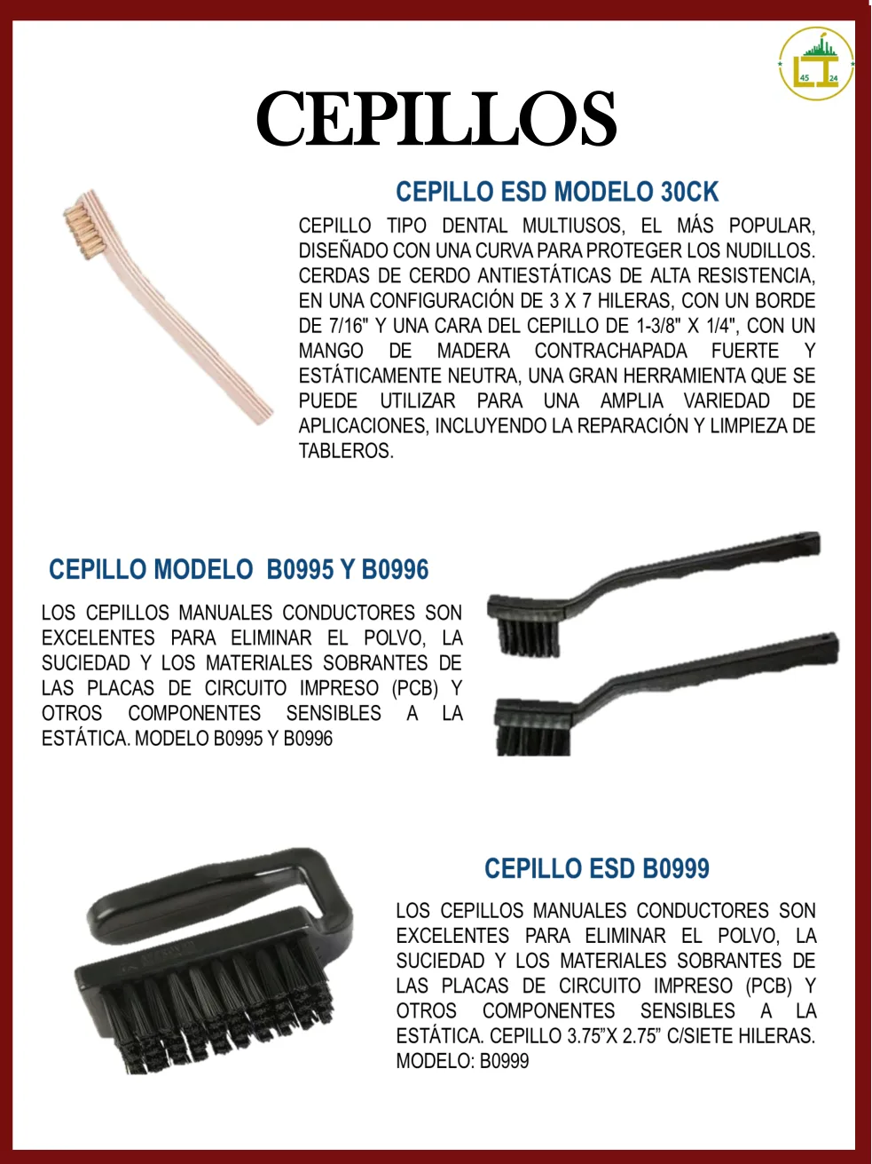 Página 23 del catálogo donde aparece Cepillo ESD modelo B0996