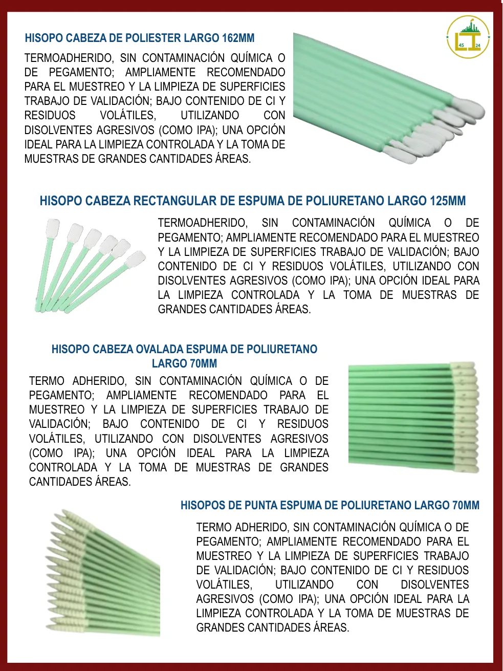 Página 34 del catálogo donde aparece Hisopo de poliéster 162 mm