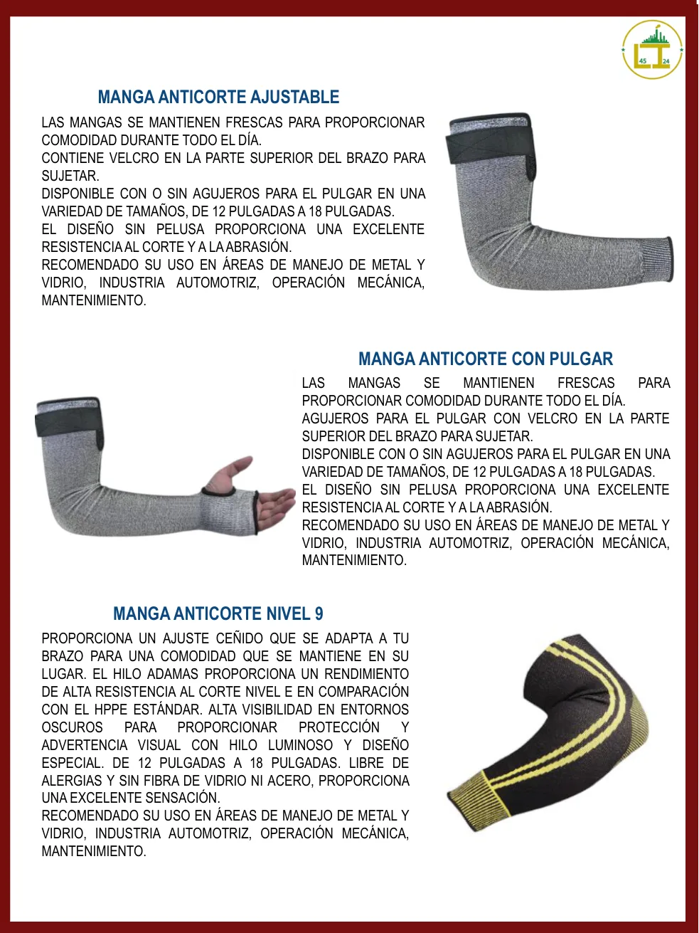 Página 51 del catálogo donde aparece Manga anticorte con pulgar