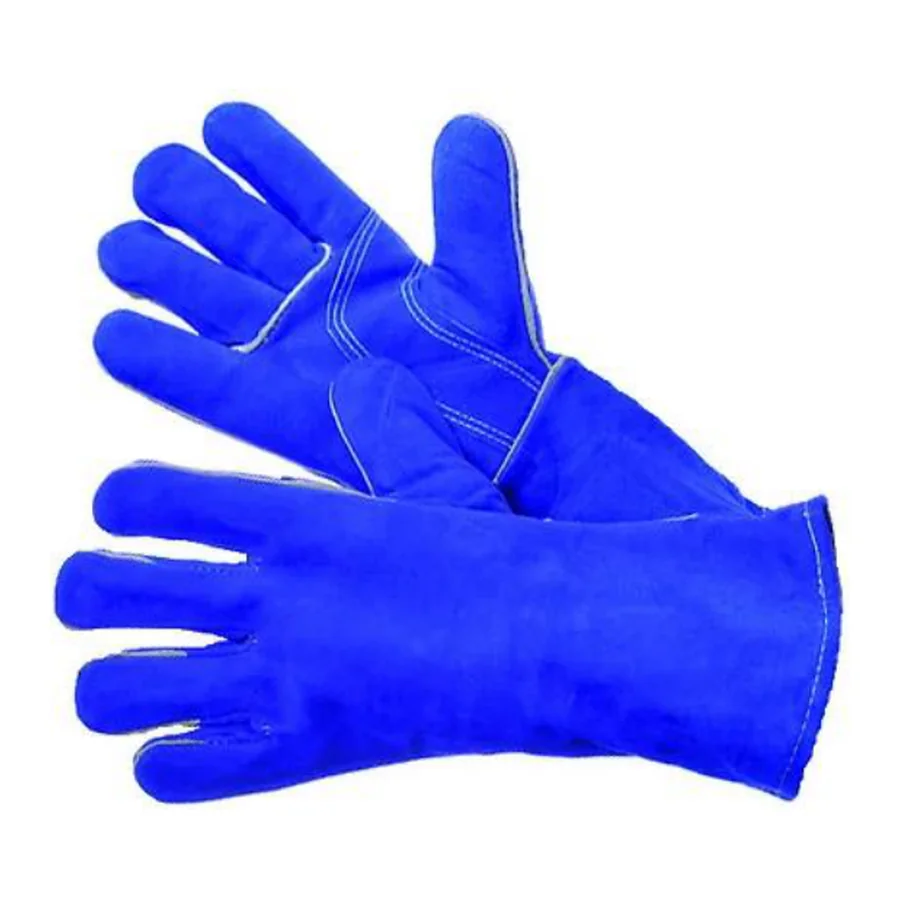 Guante de carnaza azul para soldador